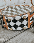 Marfa Leather Checkered Canteen Purse