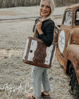 Lucille Cowhide and Tooled Leather Tote  Bag