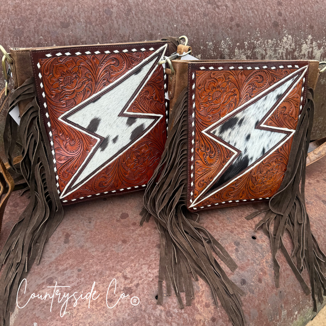 Bronco Tooled Leather Bolt Purse by Countryside Co.