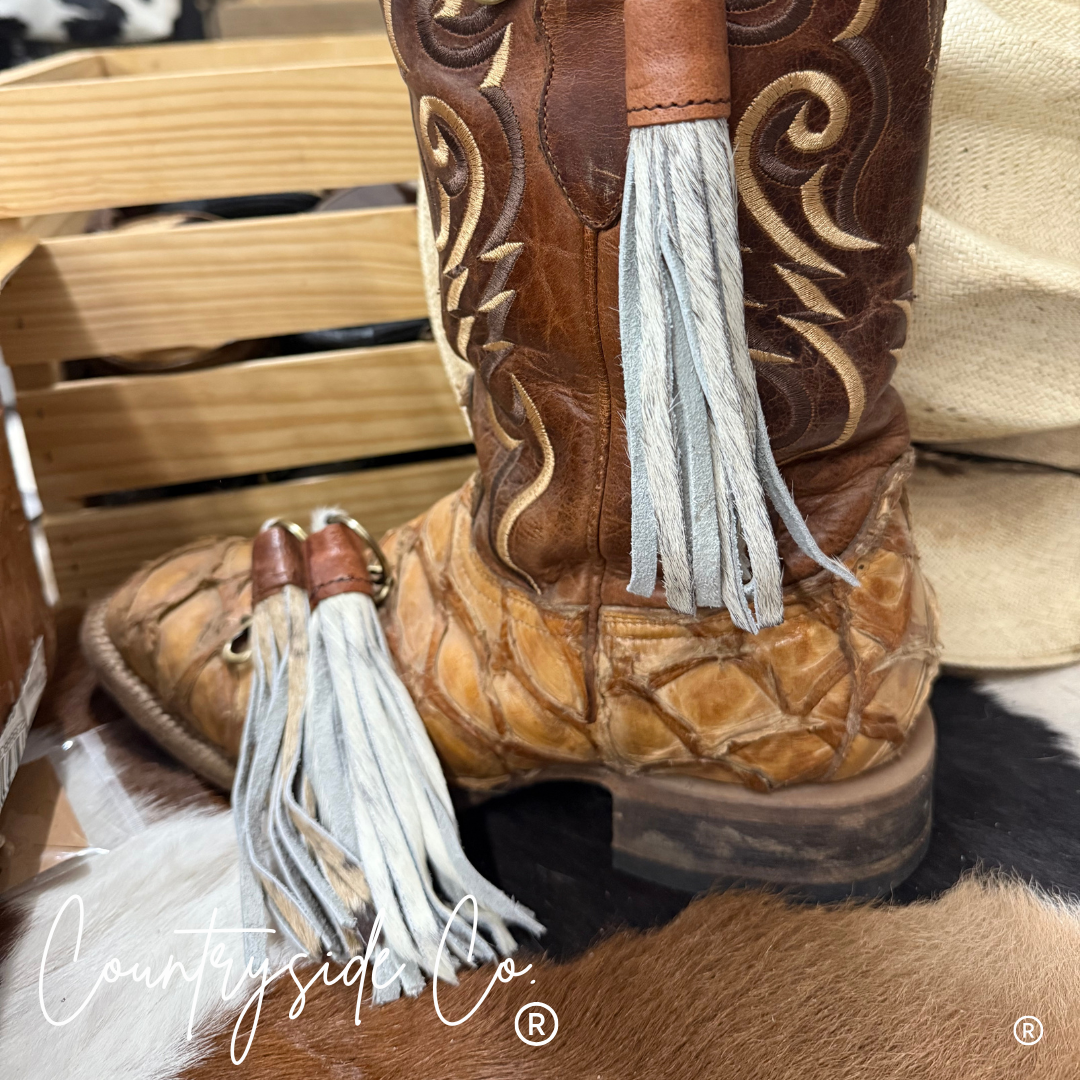 Cowhide Fringe Keychain Bag Charm