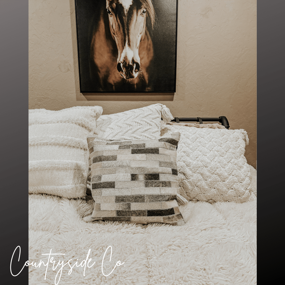 Patchwork Cowhide Throw Pillow Cover