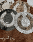 Horseshoe Cowhide Coaster Set