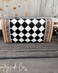Zadie Checkered Tooled Leather Wallet