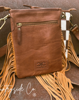 Dixie Checkered Cowhide Fringe Purse