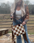 Longhorn Trail Cowhide Checkered Purse