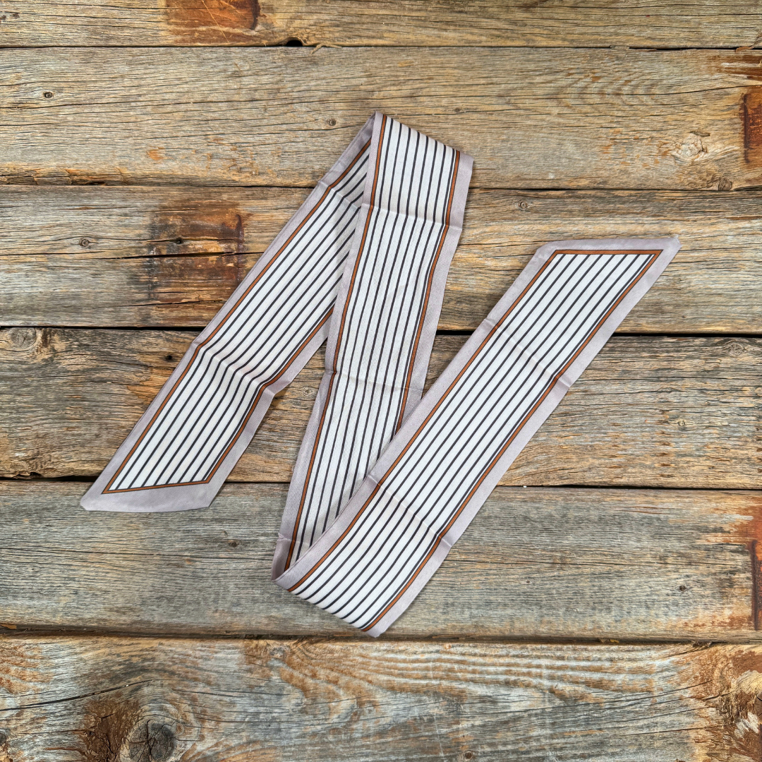 Cream and Brown Western Skinny Mini Wild Rag Scarf / Cowgirl Necktie 