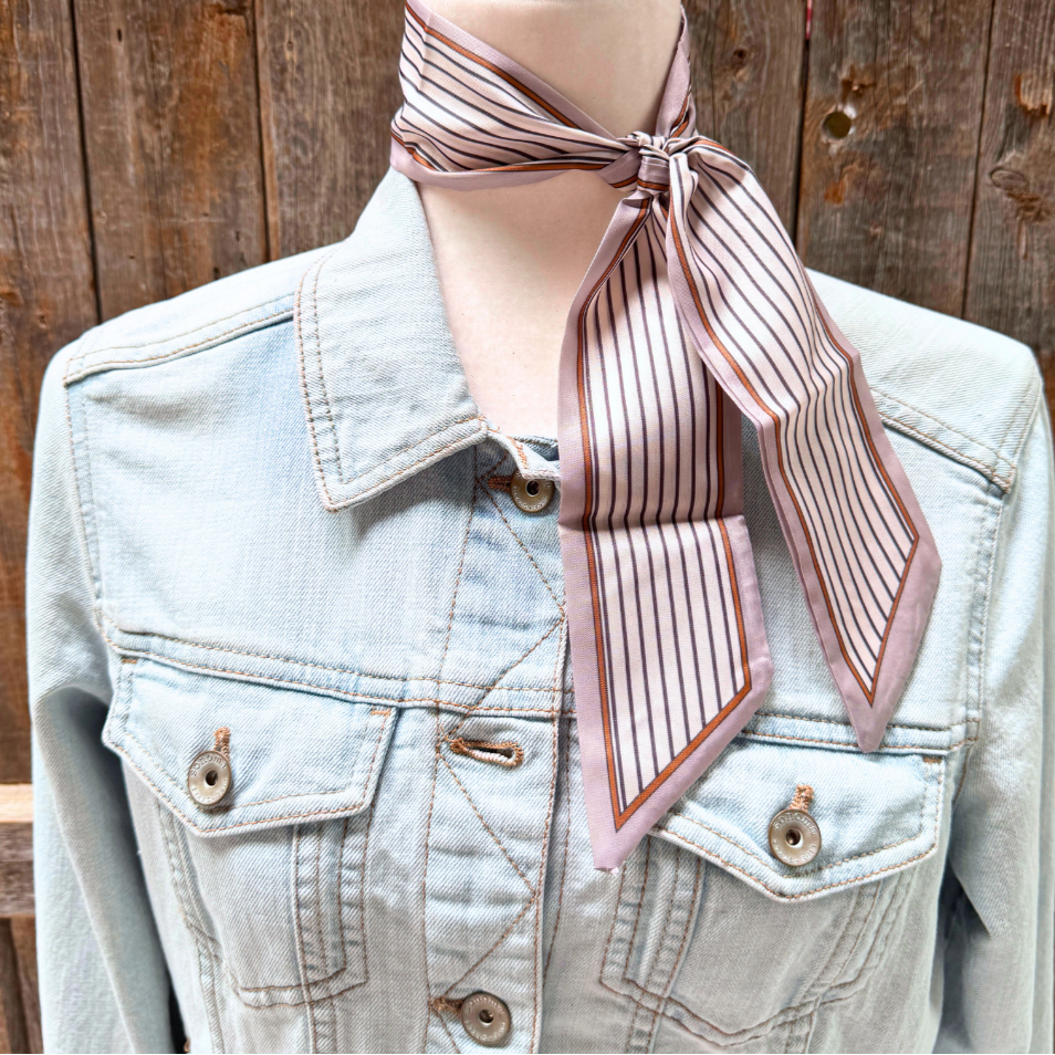 Cream and Brown Western Skinny Mini Wild Rag Scarf / Cowgirl Necktie 