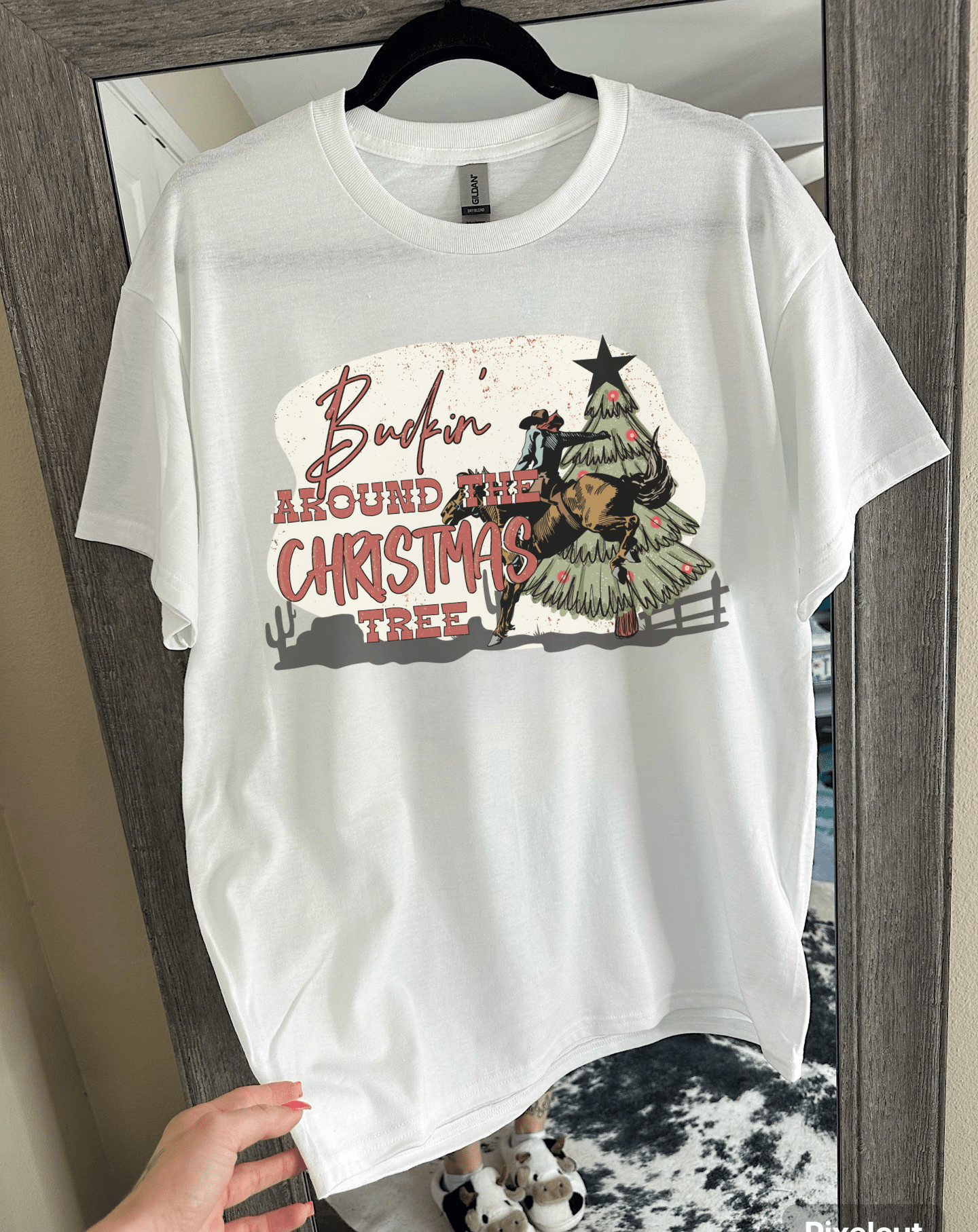 Buckin’ Around The Christmas Tree Tee or Crewneck