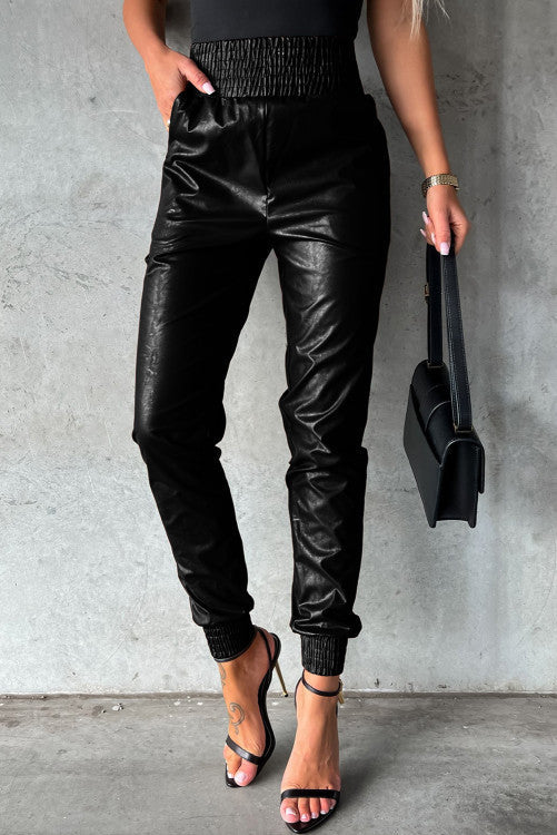 Leather Skinny Tapered Pants