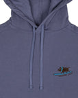 Embroidered Surfing Boar Hoodie Blue