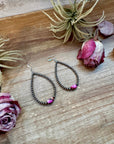 Dyed Pink Turquoise & Sterling Silver Pearl Teardrop Earrings – 3"