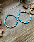 Turquoise Variscite & Pink Conch Hoop Earrings –  Exclusive Bijoux FAB Design