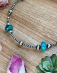 18.5” Turquoise Necklace – Sterling Silver Pearls