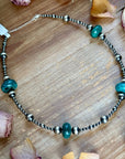 18.5” Turquoise Necklace – Sterling Silver Pearls