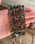14” Bronze Seed Bead Necklace with Real Turquoise rondelle