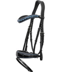Premium Navy Patent Leather Snaffle Bridle With Removable Flash For Dressage Riding