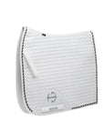 European Cotton Dressage Saddle Pad - White & Black Twist Trim Cob