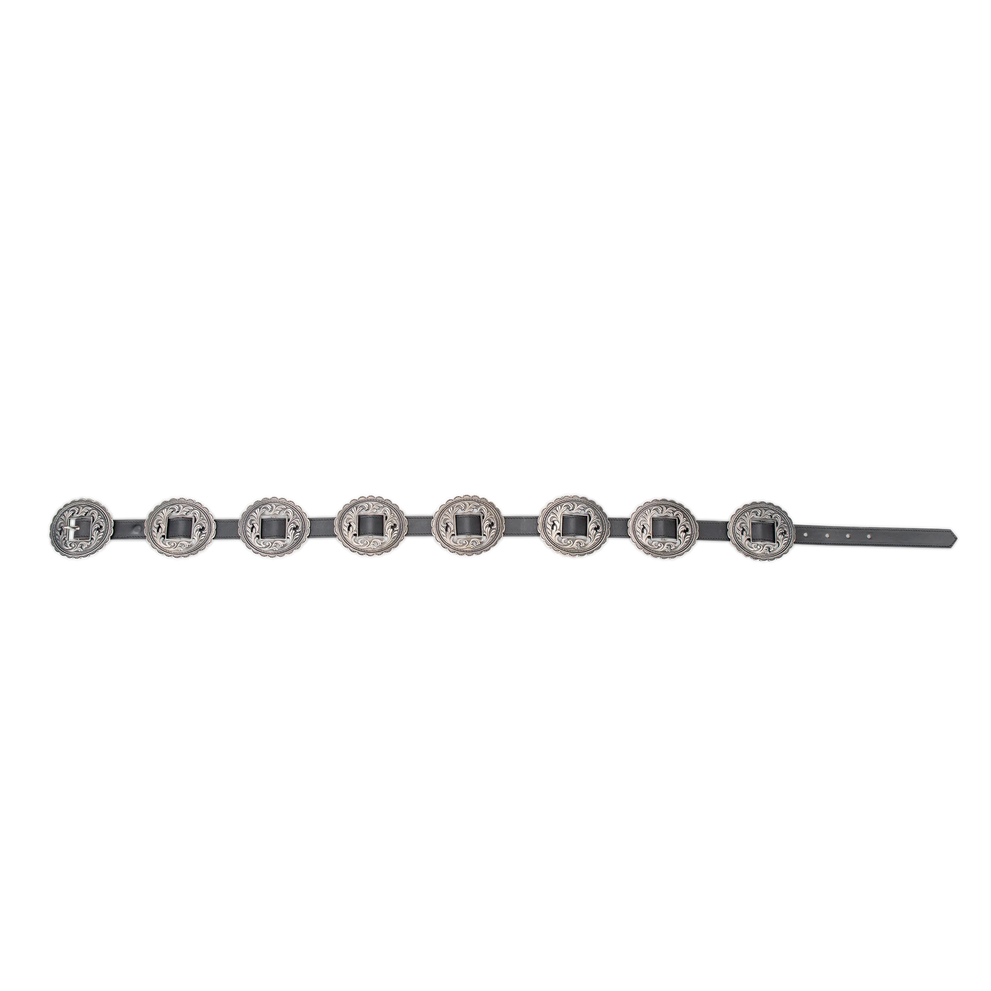 Lane Silver Concho Belt - Jet Black