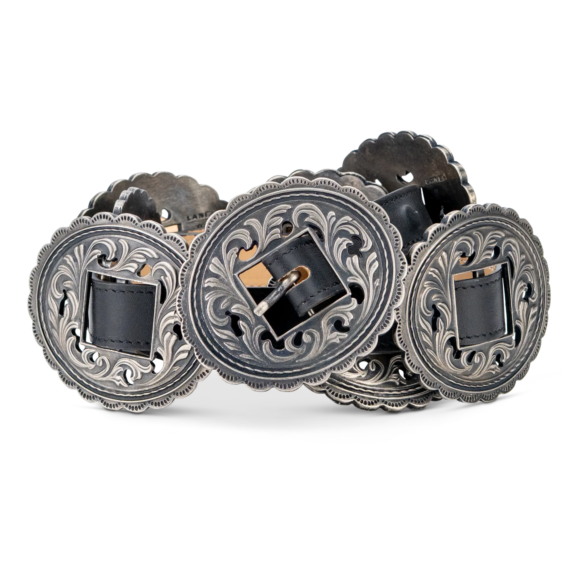 Lane Silver Concho Belt - Jet Black