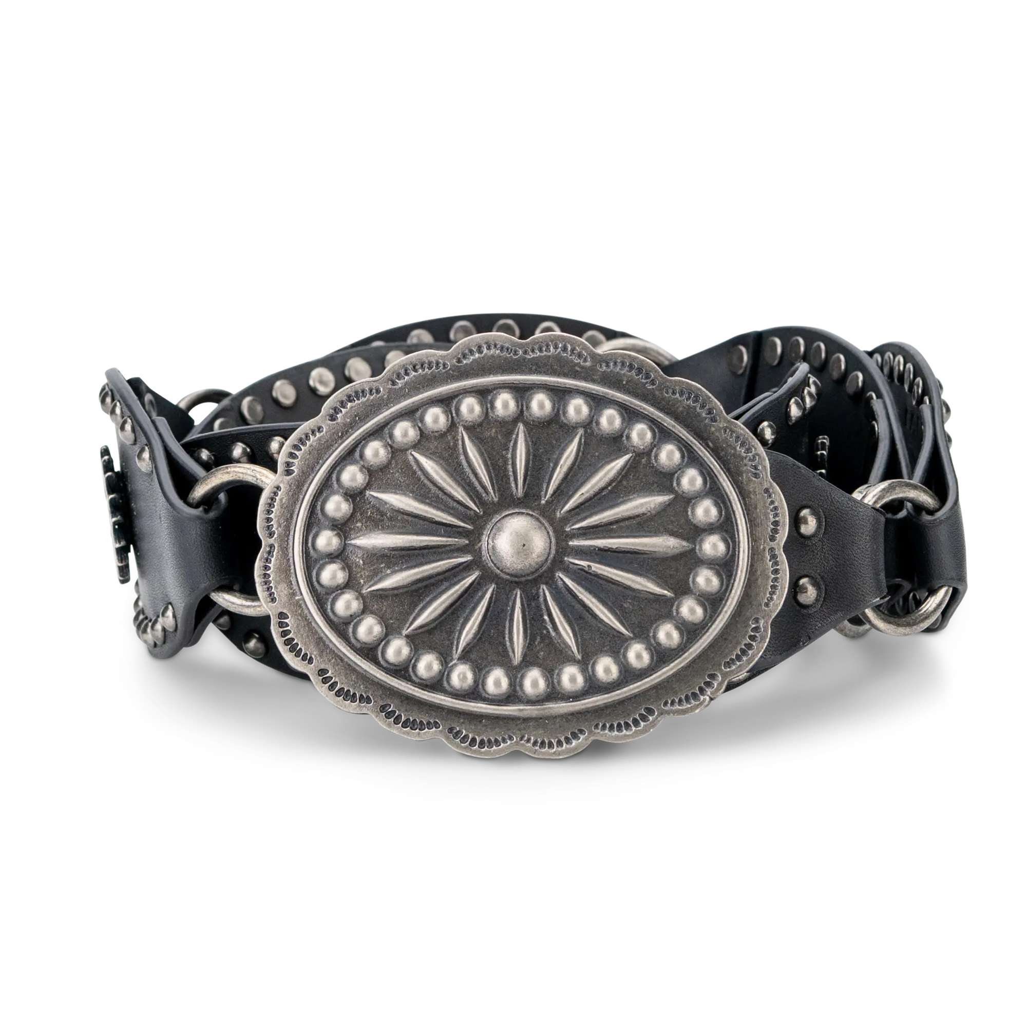 Lane Silver Disc Belt - Jet Black