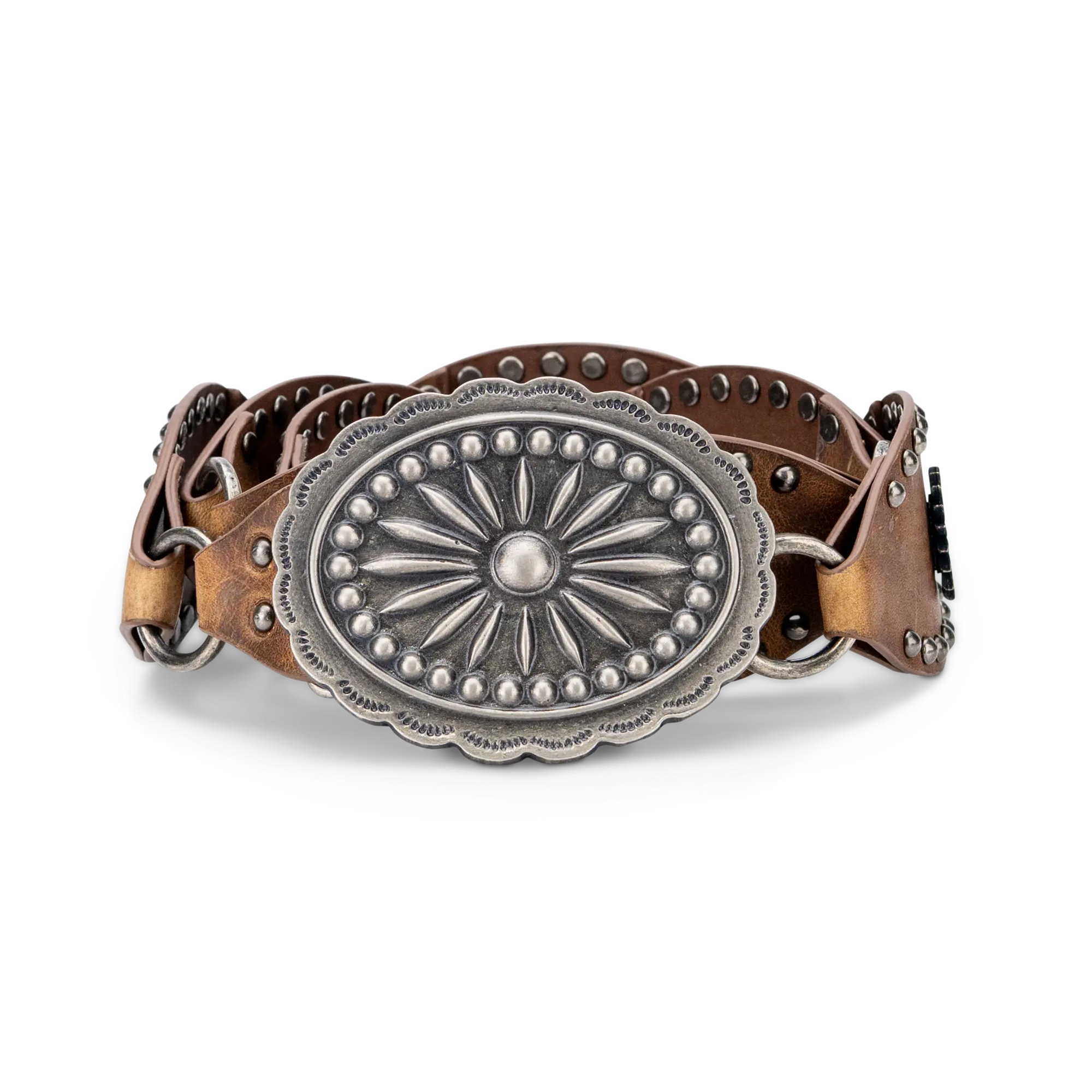 Lane Silver Disc Belt - Desert Clay