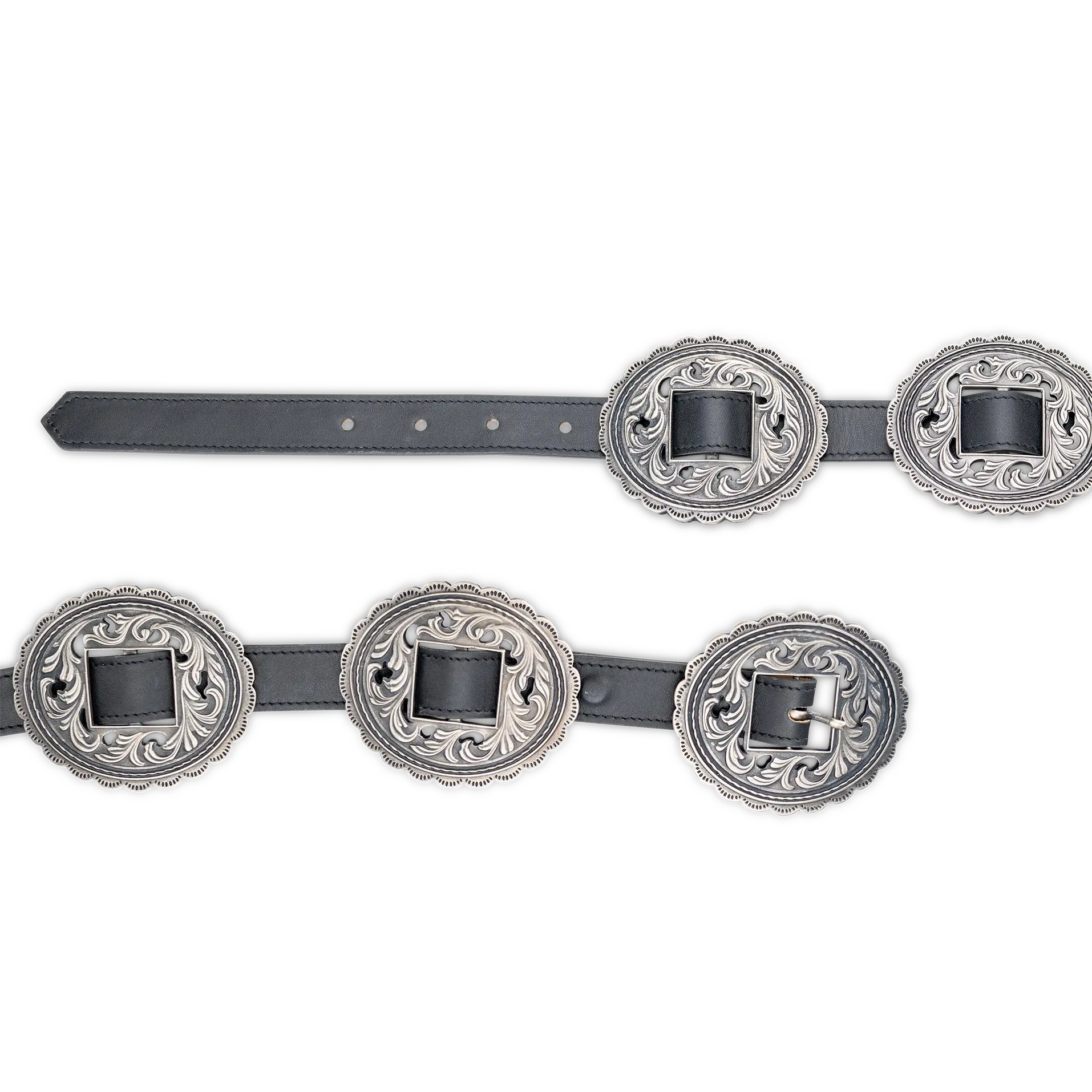 Lane Silver Concho Belt - Jet Black