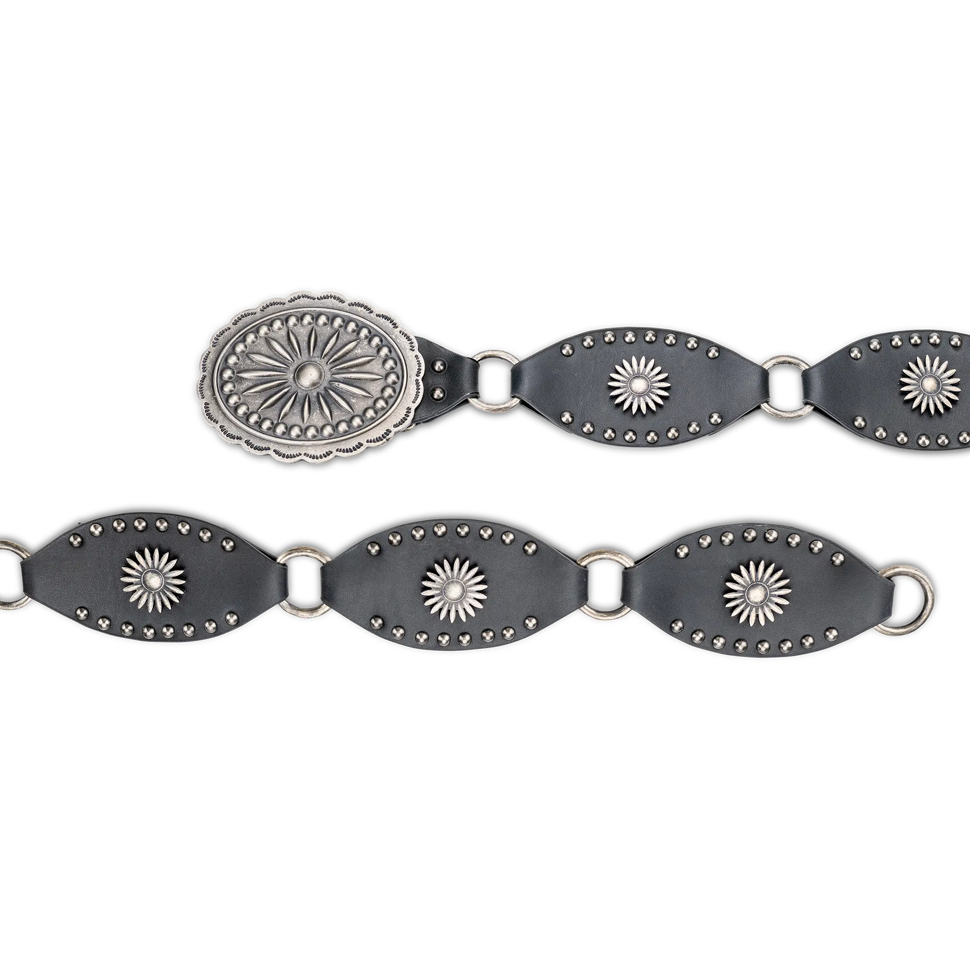 Lane Silver Disc Belt - Jet Black