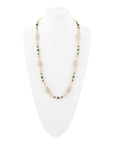 Green Jade and Pink Sunstone Golden Necklace