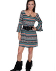 34"dress W/scoopneck & Ruffle 3/4slv - E155