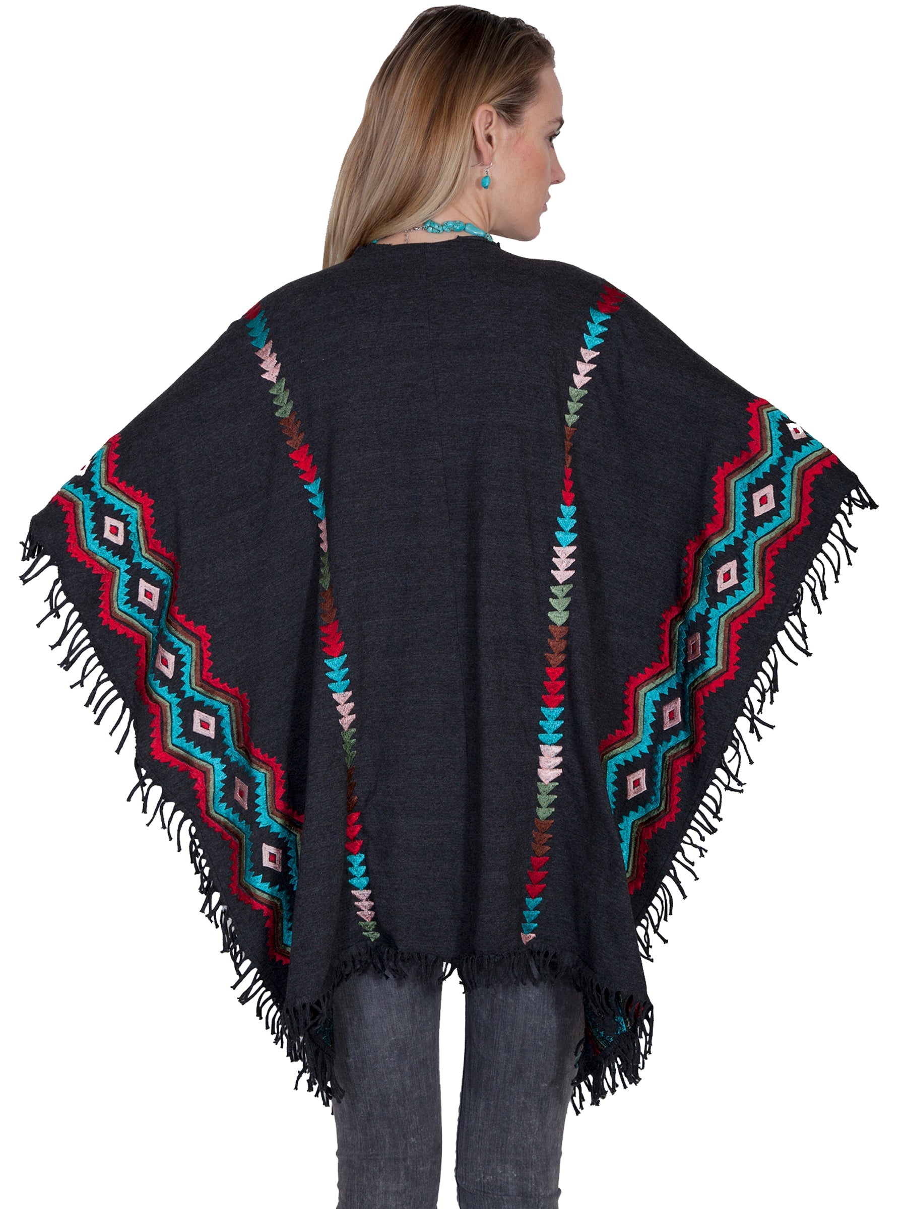 Embroidered Wrap W/fringe - E239