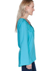 V-neck Blouse W/fringe & Bellsleeves - E250