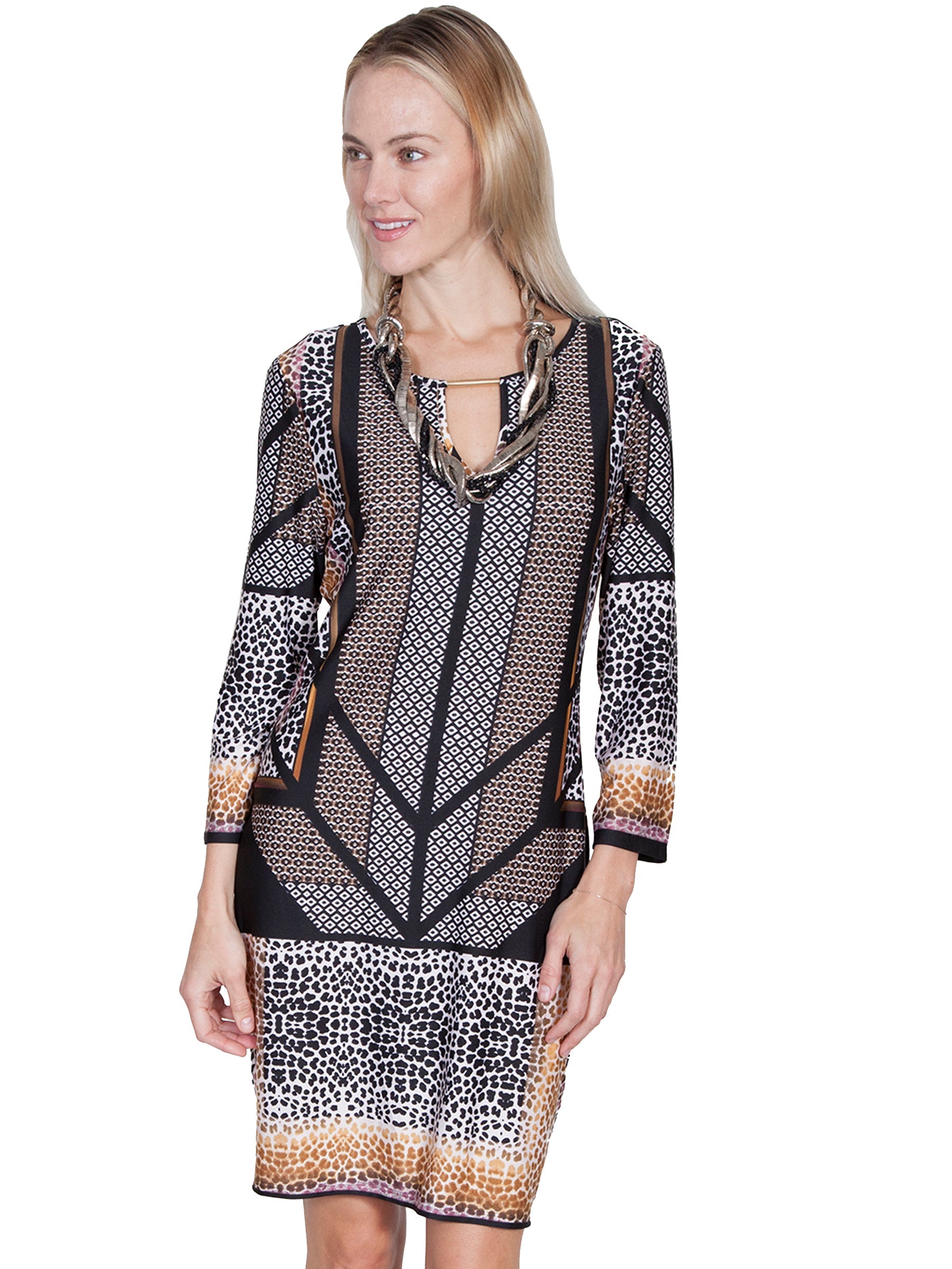 Animal Print Dress W/peek A Boo - E257