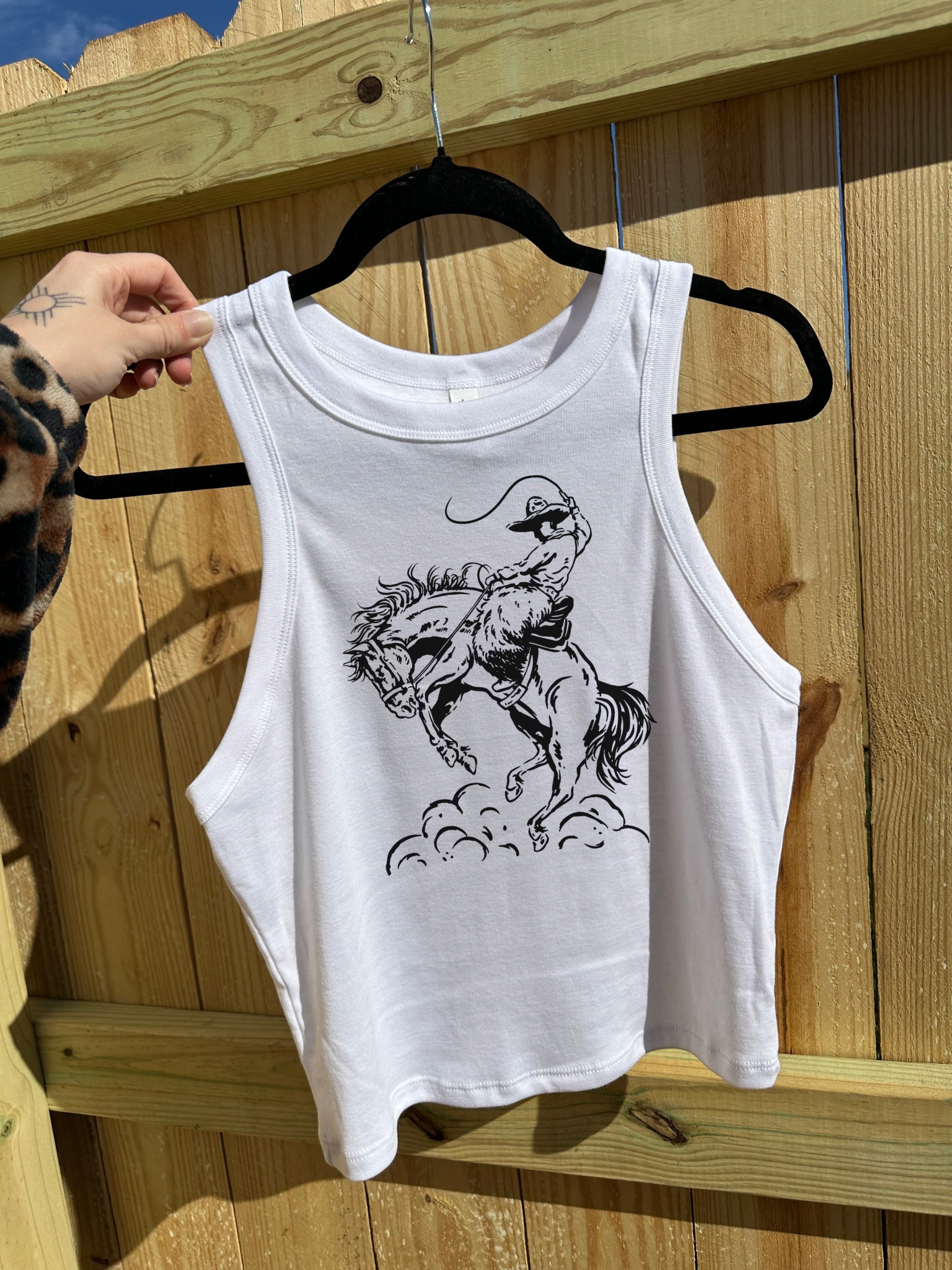 Cowboy Doodle Cropped Tank