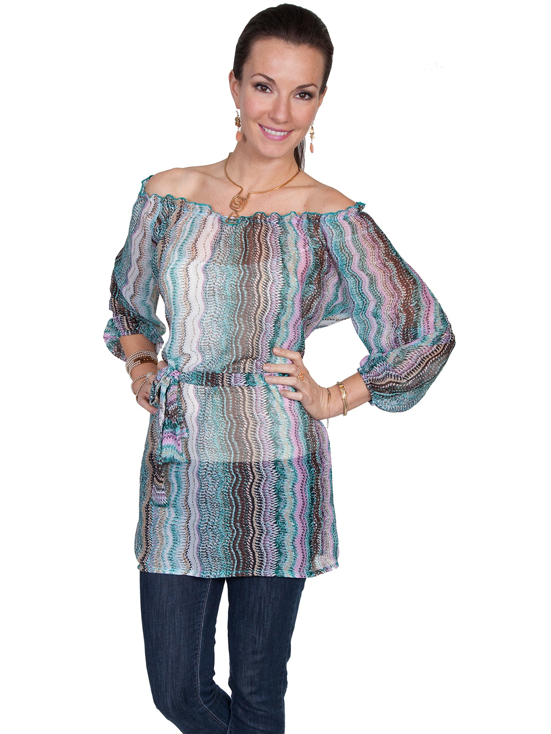 3/4 Sleeve Tunic W/sash - E78
