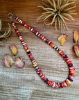 BE BOLD - 22-Inch Spiny Oyster & Wampum Statement Necklace with Sterling Silver Pearls