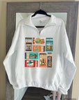 Vintage Western Unisex Quarter Zip Pullover With Subtle Faded Western Inspired Design