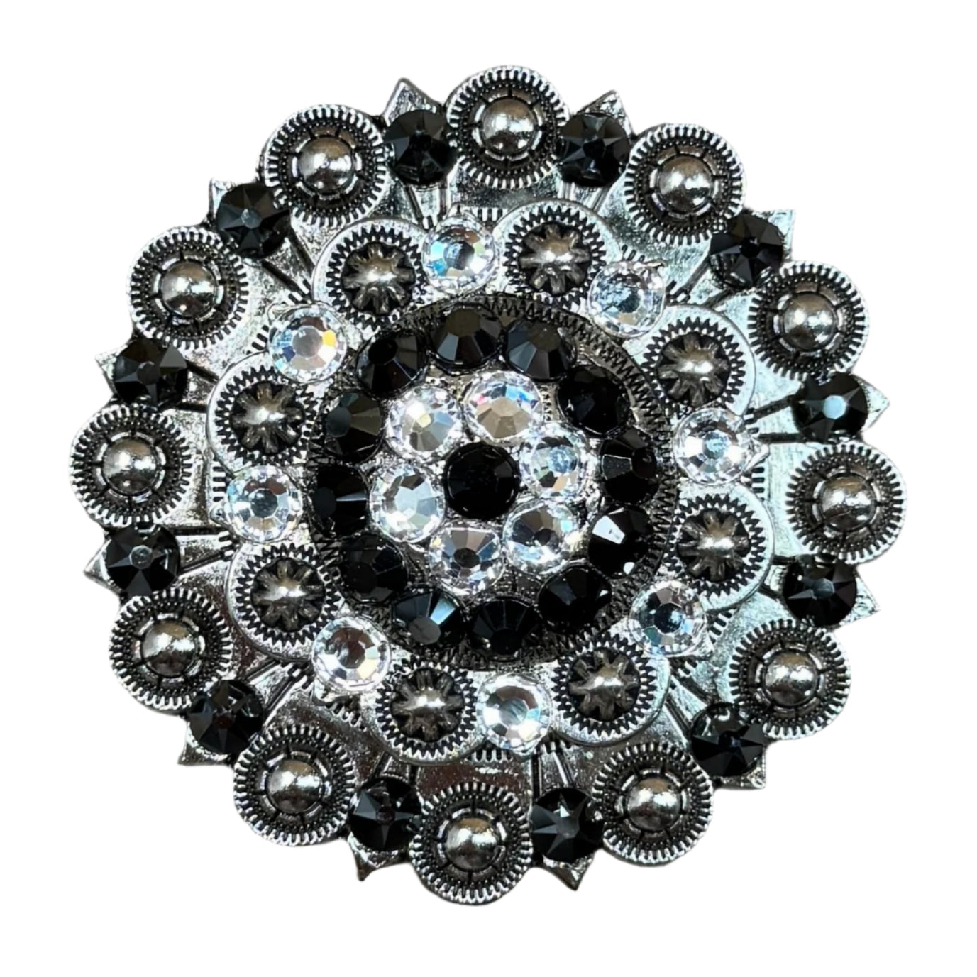 Jet &amp; Clear Antique Silver Berry Jacket European Crystal Concho