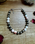 8 mm Sterling Silver Pearls bracelet with pink conch beads