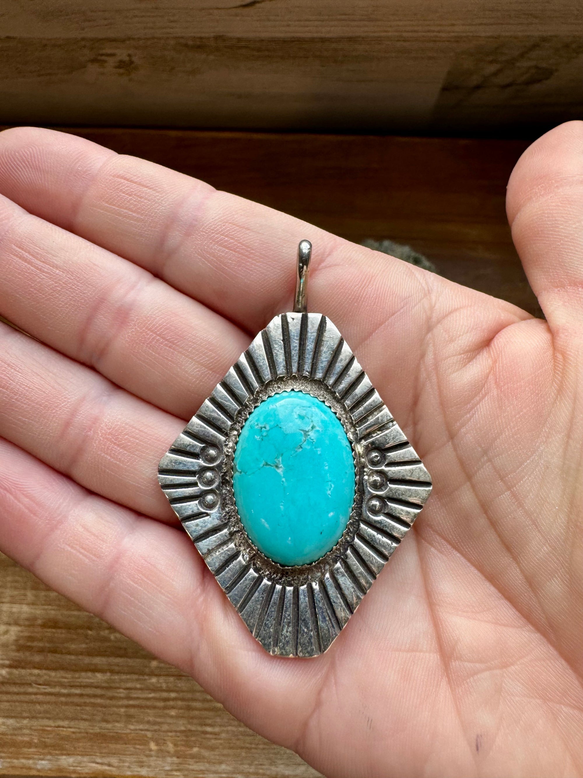Big Pendant -Turquoise &amp; Sterling Silver