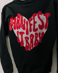Manifest It, Baby – Black Hanes Crewneck (Front & Back Print)