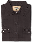 Classic Western Pearl Snap Shirt Featuring Subtle Embroidered Leaves And Blossoms