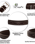 ExionPro Fancy Stitched Padded Leather Dog Collar - Brown Padding