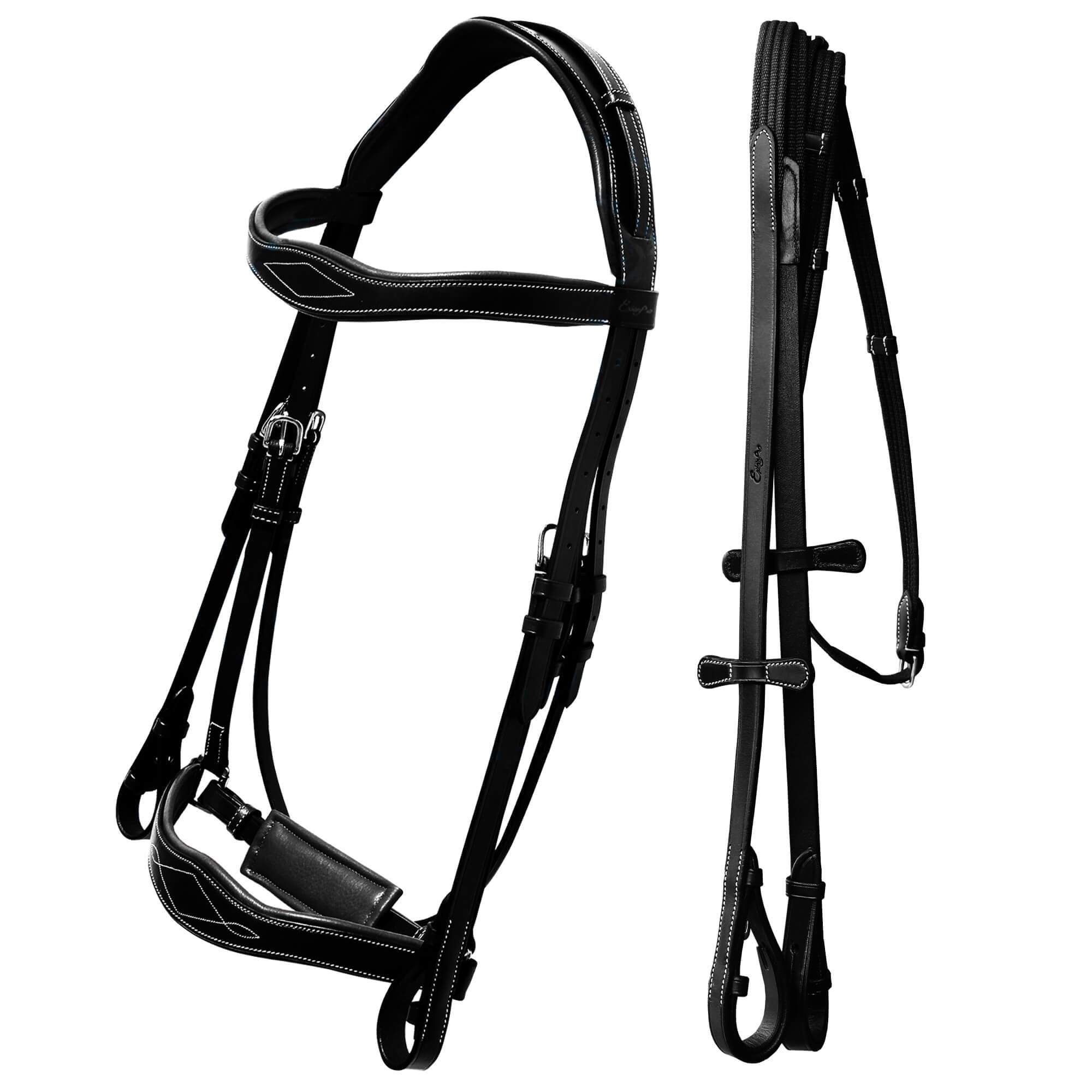 ExionPro Broad Wave Shape Designer Fancy Dressage Bridle &amp; Web Reins