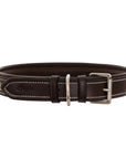 ExionPro Silver Clincher Padded Leather Dog Collar - Brown Padding