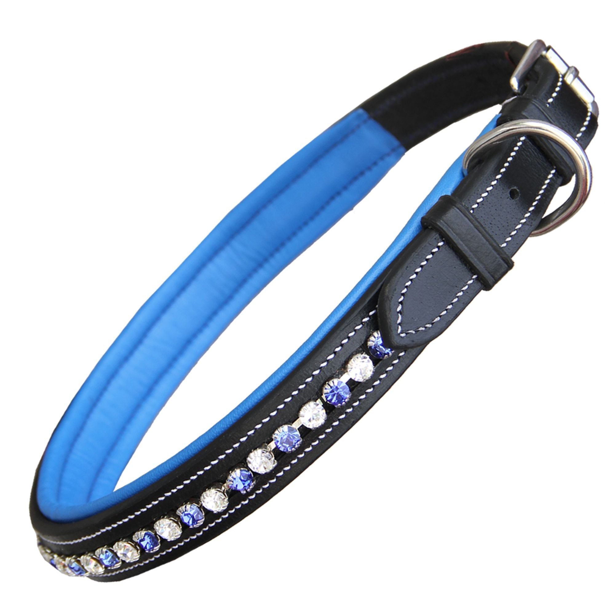 ExionPro White &amp; Blue Bling Dog Collar