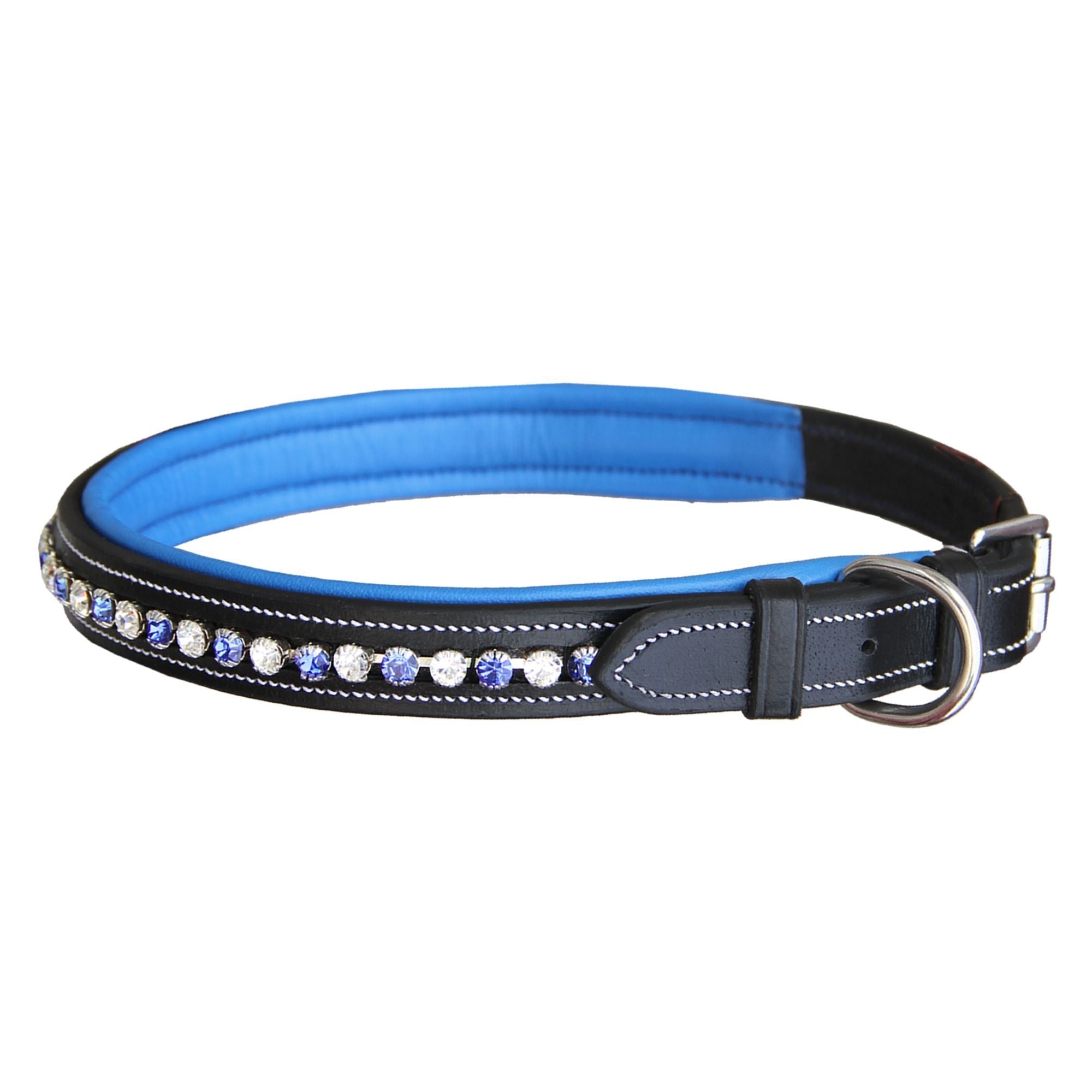 ExionPro White &amp; Blue Bling Dog Collar