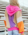 Oversized Colorblock Zip Hoodie