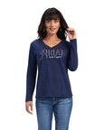 REAL Chest Logo LS Tee-Navy Heather