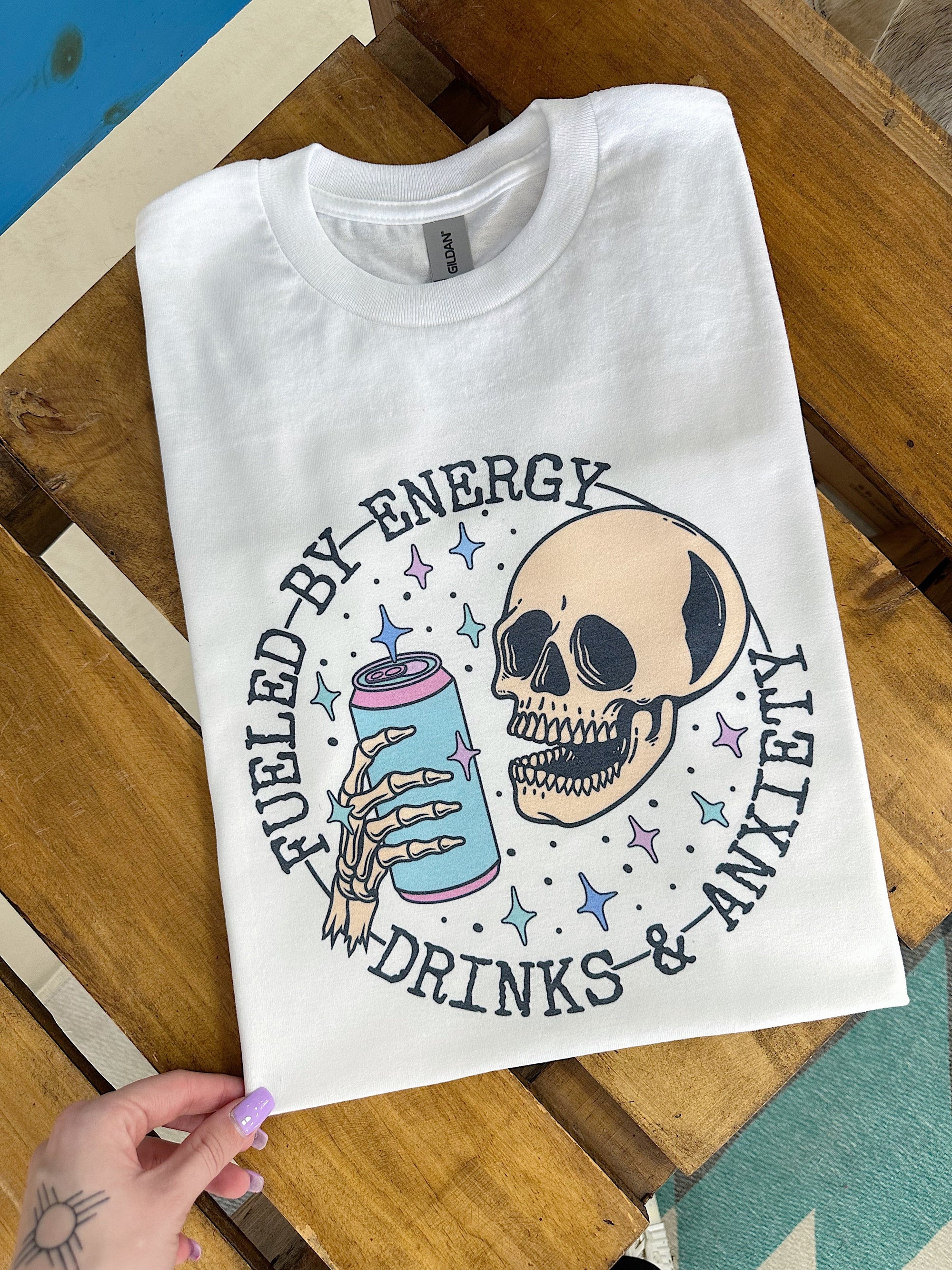 Energy Drinks &amp; Anxiety TEE or CREWNECK