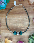 16.5” Turquoise Necklace – Sterling Silver Pearls